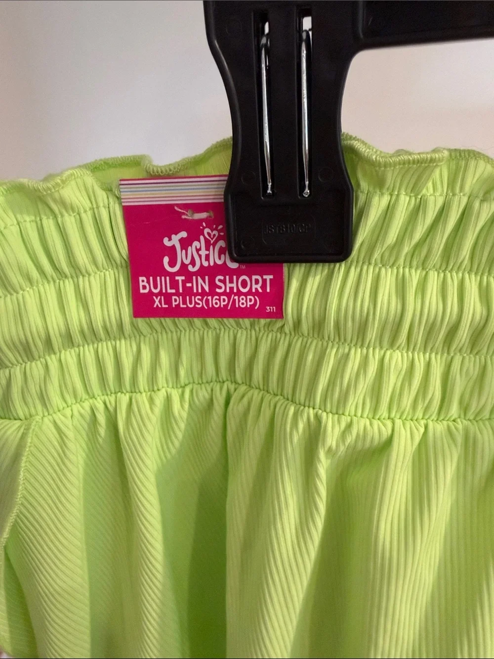 Lot of 2 Justice Neon Green & Hot Pink Athletic Shorts NWT Girls Size 16/18 Plus